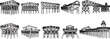 © mahafuza - Historical illustrations of various steel bridge truss designs from the 19th century Vector