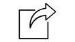 © Md Rakibul Islam - Share and Export Vector Icon Illustration, Minimalist Black Line Art of a Curved Arrow Pointing Out of a Square Box, Scalable Graphic for Web Design, Mobile Apps, and Digital Communication