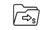 © Afia - Minimalist vector icon illustration of a digital folder with a right-pointing arrow and letter S, ideal for social media file management, sharing, data organization, and web UI design.