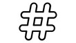 © Afia - Hashtag vector icon illustration for social media marketing, digital communication, and online networking. Minimalist black line art symbol on white background for web and app design.