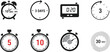 © Rakib  - Collection of Minimalist Timer and Stopwatch Icons Featuring Alarm Clocks Digital Displays Countdown Seconds and Multi Day Tracking Symbols for Interface Design