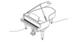© Helen Marlen - Grand piano in outline style with open lid and keys visible