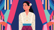 © Princess - Illustration Of Indonesian Woman In Traditional Kebaya Vector Design Template