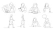 © Imsuniyah - Business Woman Line Art: Working, Thinking, Talking, Walking