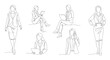 © Imsuniyah - Businesswomen line art, professionalism, office wear, vector illustrations