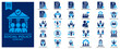 © Rusma Ratri Handini - Social policy icon set flat style illustration. Contains icons for affordable housing, unemployment benefit, education reform, poverty reduction, public health, tax relief, disability support.v