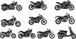 © FlatSilhouette - Collection of various motorcycle silhouettes in black and white