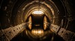© MumarProject - Inside a dark, circular tunnel with water reflecting light at the end, suggesting an underground passage or industrial conduit