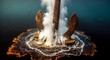© MumarProject - Rusty Metal Anchor Dropping Into Dark Water Photography with Dramatic Bubbles and Surface Ripples Creating a Powerful Industrial Marine Stock Image