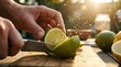 © Ngi - Hands cutting fresh lime slices.