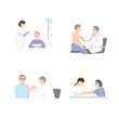 © stock-tarou - Medical and nursing illustration set: hospital care, medical exam, and vaccination