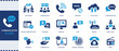 © RKvenom - Communication icon set. Conversation, message, contact, announcement, email, phone, television, radio, speaker, Solid vector icons collection.