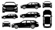 © Yanto - Black Silhouette of a Station Wagon Car from Multiple Angles