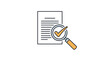 © Abul - Document verification icon showing a white paper with text lines viewed through a magnifying glass that contains a golden checkmark.