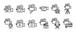 © Mr. Stocker - Collection of twelve black outline video camera icons with various film and production elements, presented in a clean, minimalist style
