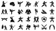 © Iconique Studio - Martial Arts Icons Set Diverse Combat Sports Silhouettes Representing Discipline Strength and Self Defense Training