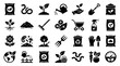 © Iconique Studio - Gardening Icons Set Agriculture Farming Tools Plants Soil Fertilizers and Organic Growth Symbols