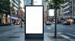 © vxnaghiyev - Vacant commercial signboard on city sidewalk hoarding display