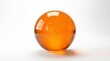 © lucas harry - Translucent orange sphere on pedestal, sunlight streaming through windows, reflections and refractions creating geometric shadows, symbolizing light, clarity, and interplay of material and perception.