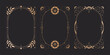© klyaksun - Magic black tarot cards set, celestial moon and sun icons. Vector realistic illustration of mystic vintage cards with golden floral border and star ornaments, esoteric symbols, astrology signs