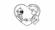 © iramanto - Friendly handshake between a boy and a robot inside a heart outline