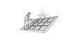 © Lintang - Technician inspecting solar panels under a stylized sun