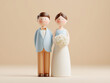 © bluecreamy - Wedding couple with bride, groom, and bouquet in a cute 3D style for invitations and bridal branding