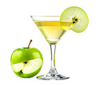 Crisp green beverage in glass with apple