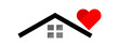 © Jedsada Naeprai - Black house top roof with red heart love icon flat vector design