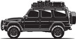 © Ummika - Off-road SUV, 4x4 vehicle, car illustration, side view, black and white