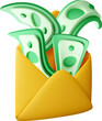 © absent84 - 3D Green paper banknote inside mail envelope