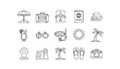 © SobujChandra - Vacation and summer travel line icon set with tourism holiday symbols for travel apps and seaside adventure design