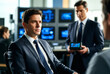 © Anastasiia - Two men in suits are at a high-tech control room, likely involved in financial analysis or surveillance.