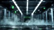 © Premium_art - Futuristic data center with glowing lights and fog creating a high-tech atmosphere.