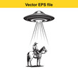 © MdZulhash - A cowboy on a horse is being abducted by a flying saucer