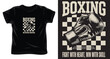 © KamonaRani - Boxing t-shirt design with boxing glove on checkered background for fight with heart, win with skill