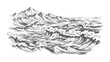 © Mahin - Mountain range overlooking a turbulent ocean with crashing waves water