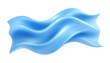 © Azke - Une forme abstraite ondulée de tissu bleu soyeux flottant sur un fond blanc isolé, idéale pour des concepts de design moderne et fluide.