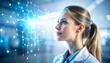 © Jajar Studio - Visionary Scientist Interacting with a Luminous Blue Holographic Network