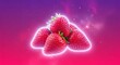 © Minsa - A vibrant illustration of strawberries against a colorful cosmic background