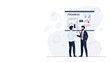 © Citra - Business meeting: two men discussing progress chart on projector screen