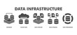 © nisaadesign - Data Infrastructure Web Banner Icon Vector Illustration Concept With Database, Cloud Data, Data Pipeline, Storage, and Processing for Enterprise Data Management.