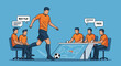 © Sandra - Soccer Strategy Team Analysis Discussing Play Plan With Focus And Direction In Action