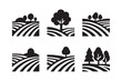 © SerrNoreshChandra - Stylized landscape icons featuring trees and rolling hills in black