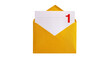 © Solene - Bright yellow envelope partially open, revealing a blank lined paper with a red number one