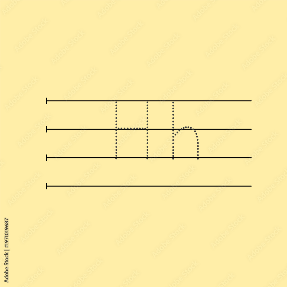 H Letter Math Master the Letter H with this structured four-line tracing worksheet ...