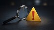 © Helen - Magnifying glass examining a yellow warning sign with red exclamation mark