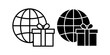 © drawnbybert - Global Gift Box Icon With Globe Present Package Celebration Worldwide Delivery Holiday Concept