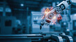 © newlifestock - Predictive maintenance ai prediction machine learning insight robot arm monitoring industrial factory concept for equipment reliability with warning icon dashboard and data analysis for smart