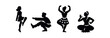 © Art Fusion - Folk dance silhouette icon set. traditional dancers, couple and solo, costume, festival, cultural performance. flat vector illustration.